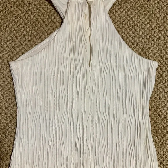 Anthropologie White Ribbed Cut Out Tank Top - Picture 3 of 5